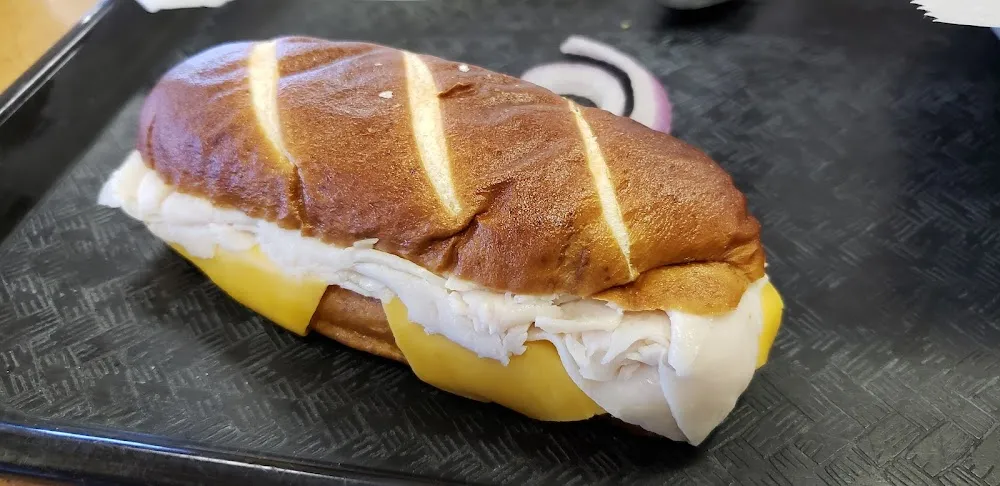 Turkey and Cheese on Pretzel Bread