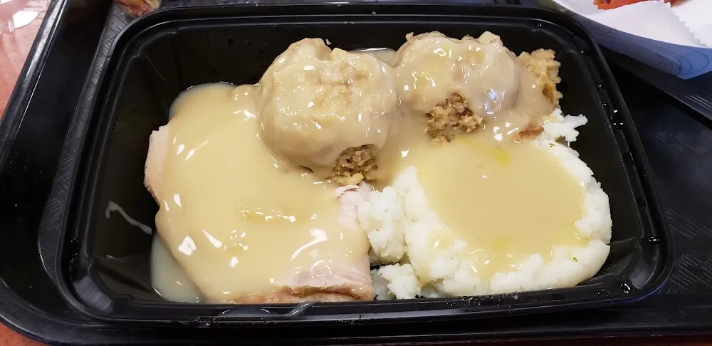 Turkey Cornbread Dressing and Mashed Potatoes with Gravy