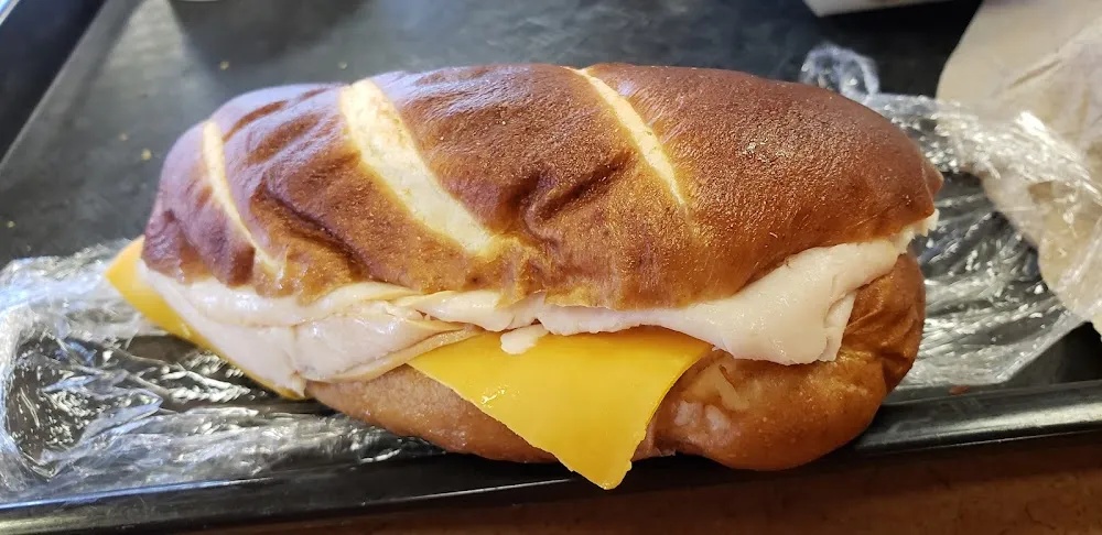 Turkey Sandwich on Pretzel Bread